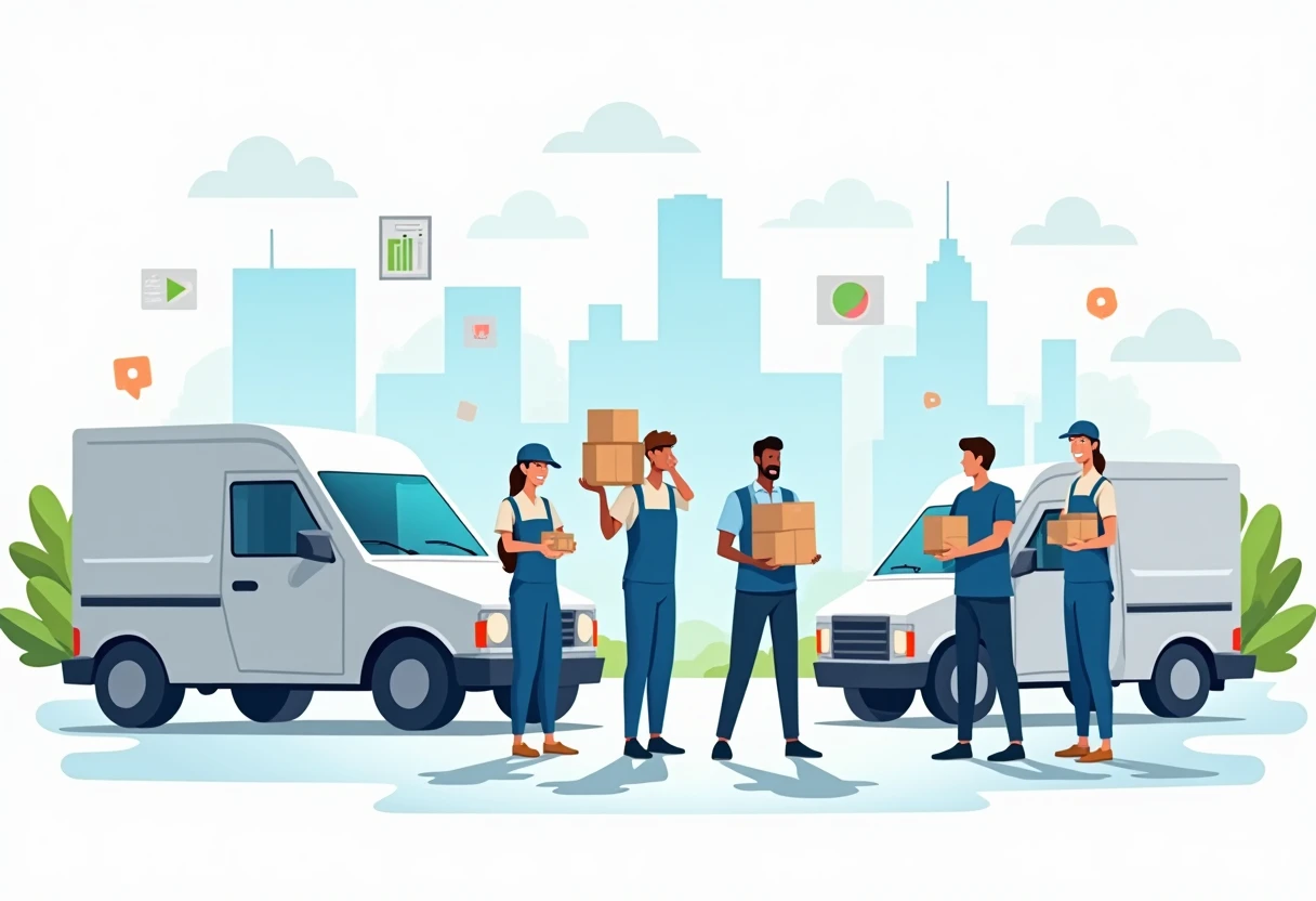 Diverse group of couriers ready for work