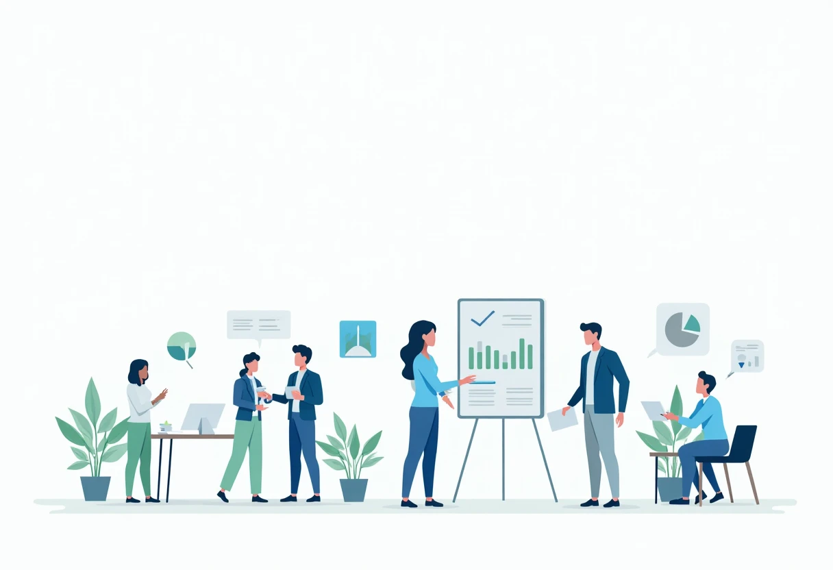 Professionals collaborating in a modern office