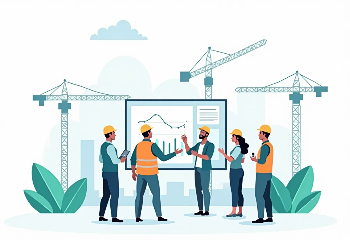 Diverse construction team at work
