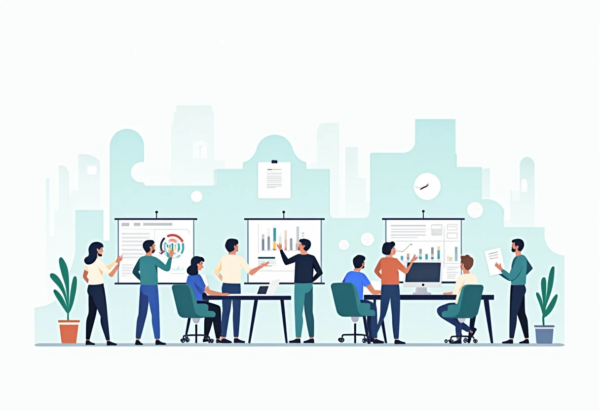 Software engineers collaborating in a modern office