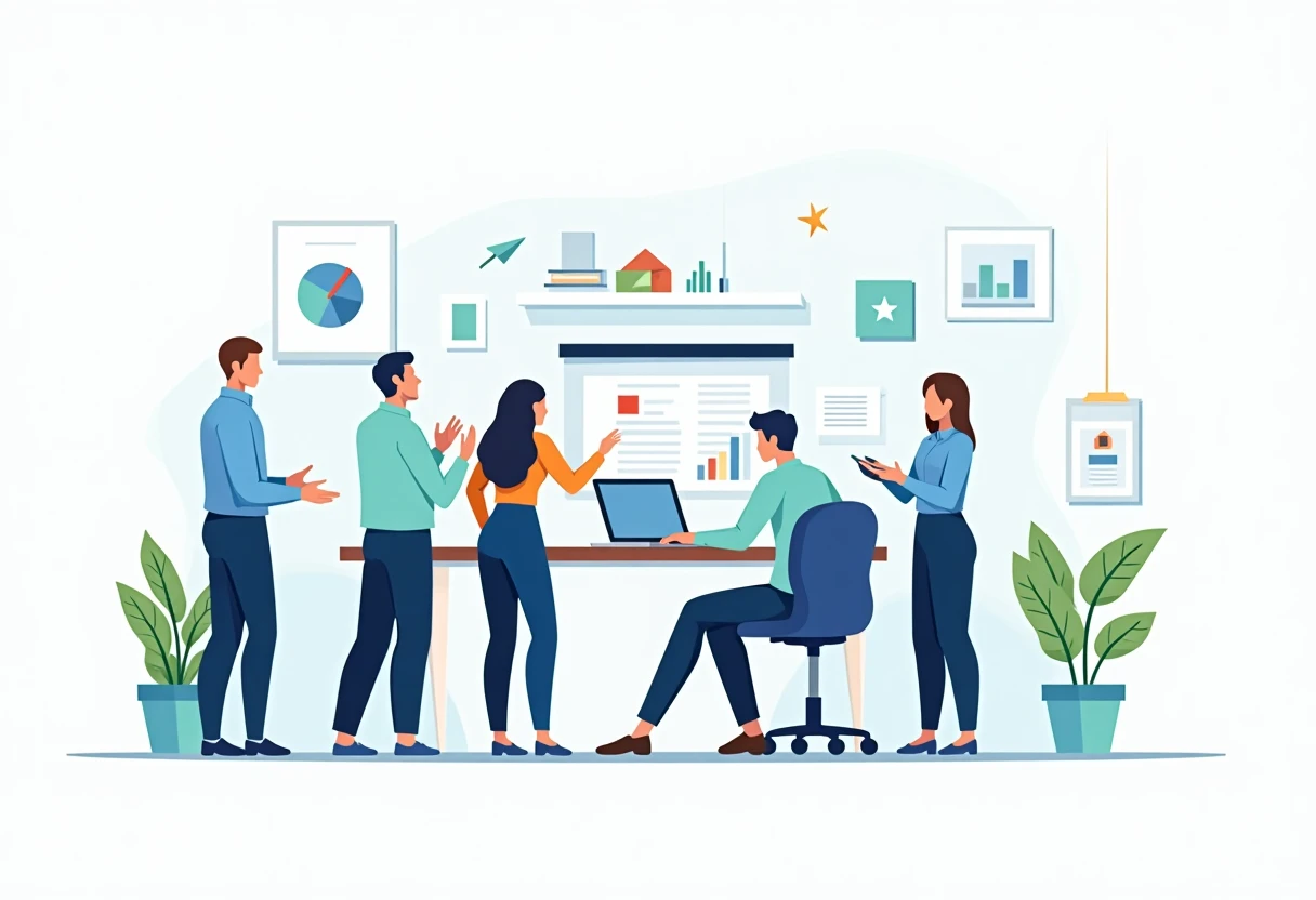 Diverse team collaborating in an office
